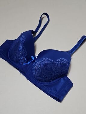 Lacy Blue Lace-Accent Push-Up Bra - Women Intimates Size 34B